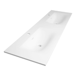 BRAUER Glacier lavabo - 160x46x2cm - 2 lavabos - 2 trous de robinet - pierre fine - blanc mat SW208959