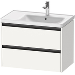 Duravit Ketho.2 Wastafelonderbouwkast - met 2 laden - voor waskom rechts - 78.4x45.5x54.9cm - met grepen antraciet - wit mat SW772349