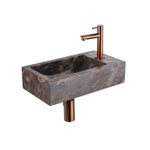 Saniclass Fuente Ensemble fontaine - 40x22x10cm - trou de robinet à droite - robinet de fontaine cuivre brossé PVD - bouchon de vidange - siphon abaissé - Dark Emporador SW1445950