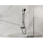 Fortifura Calvi Mitigeur baignoire - avec barre curseur - douchette ronde - flexible en métal - Noir mat SW997395