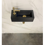 Wiesbaden Fonteinset Rhea S mini met fontein links quartz, kraan, sifon en afvoerplug geborsteld messing SW539016