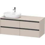 Duravit ketho 2 meuble sous lavabo avec plaque console avec 4 tiroirs pour lavabo à gauche 140x55x56.8cm avec poignées anthracite taupe mat SW772255