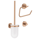 GROHE Essentials Ensemble d'accessoires de toilettes 3 pièces avec porte-balai de toilettes, patère et porte-rouleau de papier toilette sans couvercle brushed warm sunset SW419868