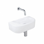 QeramiQ Fuente fonteinset – halfrond – 40x21.5x12 cm – keramiek wit mat – zonder kraangat – chromen kraan SW1233075