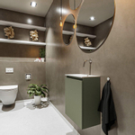 MONDIAZ TURE Kit lave-mains - 40x23x50cm - 0 trous de robinet - 1 porte - armée mate - Lavabo à droite - Solid Surface Blanc SW474991