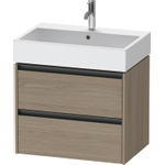 Duravit Ketho.2 Wastafelonderbouwkast - met 2 laden - 68.4x46x54.9cm - met grepen antraciet - eiken terra mat SW771949