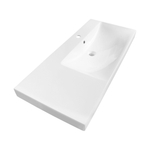 Saniclass Wave Plan-vasque pour meuble - 100x46x7.5cm - trop-plein - 1 cuve à droite - 1 trou de robinet - céramique - blanc SW444805