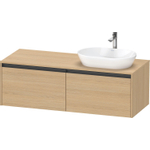 Duravit Ketho.2 Wastafelonderbouwkast - inclusief consoleplaat - met 2 laden - voor waskom rechts - 140x55x45.9cm - met handgrepen antraciet - natuur eiken mat SW771886