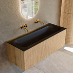 MONDIAZ KURVE Meuble de salle de bains 120 cm couleur Oak avec 1 tiroir. Lavabo BIG LARGE central sans trou de robinet Urban. SW1138385