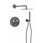 Grohe - Adema Rise regendoucheset – 25 cm hoofddouche – 38 cm gebogen wandarm – zonder handdouche – hard graphite brushed SW1248543