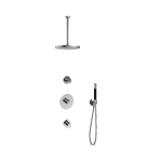 Hotbath Cobber IBS20 Ensemble de douche de tête encastré - bras de plafond 30 cm - douche de tête ronde 30 cm - douchette à main barre - chromé SW440604