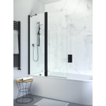 Crosswater Design New Pare-bain à 2 éléments - 106x150cm - profilé - noir mat et verre clair SW405147