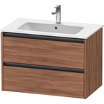 Duravit Ketho.2 Wastafelonderbouwkast - met 2 laden - 81x48x55cm - met grepen antraciet - noten mat SW772411
