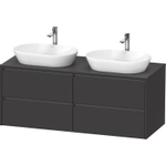 Duravit Ketho.2 Wastafelonderbouwkast - inclusief consoleplaat - met 4 laden - voor dubbele waskommen - 140x55x56.8cm - met handgrepen antraciet - grafiet supermat SW772946