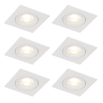 QAZQA Xena spot encastré - set de 6 - 8x8cm - IP44 - carré - blanc mat SW1209715