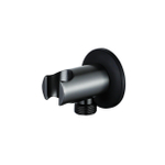 Fortifura Calvi Wandaansluitbocht - handdouchehouder - rozet rond - PVD - geborsteld gunmetal (antraciet) SW766536
