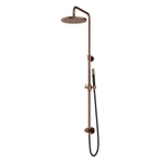 Hotbath Cobber M438 ensemble de douche de pluie avec inverseur et flexible de douche 150cm avec tête de douche ronde 30cm douchette à main barre cuivre brossé PVD SW440562