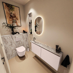 MONDIAZ TURE-DLUX Meuble toilette - 120cm - Rosee - EDEN - vasque Glace - position gauche - 1 trou de robinet SW1103507