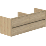 Thebalux Beat 45 Badkamermeubelset - 140x54x45cm - 4 lades - wastafelblad - 2 waskommen - 44x17cm - rond - beton donkergrijs - carbon wood SW1421087