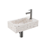 Saniclass Fuente pack lave-mains – rectangulaire – 40 x 22 x 10 cm – pierre naturelle beige – robinet gunmetal brossé SW1445934