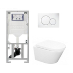 Wiesbaden Vesta toiletset Rimless 52cm inclusief UP320 toiletreservoir en softclose toiletzitting met bedieningsplaat wit SW69584
