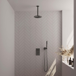 Brauer Gunmetal Edition Ensemble de douche pluie encastré - douche principale 20cm - bras plafond 20cm - 2 fonctions - incluant partie encastrable - douchette à main Barre 1 fonction - PVD - gunmetal brossé SW715909