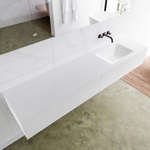 Mondiaz Lagom Meuble avec 2 tiroir 200x30x45cm vasque Cloud droite sans trous de robinet Solid Surface Talc SW409054