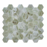 The Mosaic Factory Valencia mozaïektegel - 27.6x32.9cm - wand en vloertegel - Zeshoek/Hexagon - Gerecycled glas Verde Marble Print Mat SW1102486