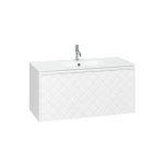 Crosswater Vergo ensemble de meubles de salle de bain - 99.8x47.6x45.5cm - 1 lavabo verre - blanc 1 trou pour robinet - 1 tiroir - blanc mat SW910721