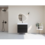 HR Infinity XXL ensemble de meubles de salle de bain 3d 80 cm 1 lavabo en céramique kube blanc 1 trou de robinet 2 tiroirs noir mat SW863449