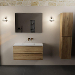 Mondiaz AIVY Ensemble de meuble - 100x45x50cm - 0 trous de robinet - 1 vasque talc Solid surface - Centre - 2 tiroirs - sans miroir - Melamine Chai SW892340