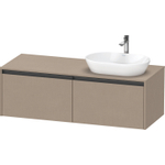 Duravit ketho 2 meuble sous lavabo avec plaque console avec 2 tiroirs pour lavabo à droite 140x55x45.9cm avec poignées lin anthracite mat SW773044