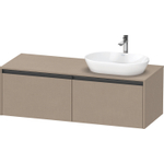 Duravit Ketho.2 Wastafelonderbouwkast - inclusief consoleplaat - met 2 laden - voor waskom rechts - 140x55x45.9cm - met handgrepen antraciet - linnen mat SW773044