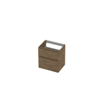 INK Wastafelonderkast - 60x45x65cm - 2 lades - greeploos - met houten keerlijst - MFC - Naturel eiken SW693007