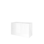 Proline elegant ensemble de meubles de bain 100x46x62cm sans trou pour robinet et sous meuble une porcelaine symétrique blanc brillant/blanc brillant SW349433
