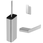Geesa Shift Set d'accessoires de WC - Brosse de WC avec support - Porte-rouleau de toilette sans couvercle - Crochet à serviette - Chrome SW641319