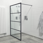 Marenza Bellini Inloopdouche - 120x200cm - helder glas - frame lines buitenzijde - anti kalk - mat zwart SW238204