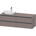 Duravit Ketho 2 meuble sous-lavabo avec plan de console avec 4 tiroirs pour vasque à poser à gauche 160x55x56.8cm avec poignées anthracite basalte mat SW772692
