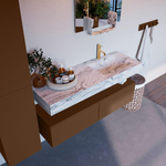 MONDIAZ ALAN - DLUX Badkamermeubelset - 130cm - onderkast - Rust - 2 lades - vrijhangende wastafel - wasbak rechts - 1 kraangat - Glace SW805982
