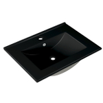 Saniclass Vygo Meuble lavabo - 61x2x46cm - trop-plein - 1 vasque - 1 trou de robinet - céramique - mat noir SW761654