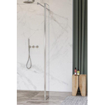 Fortifura Galeria zijwand - 40x200cm - helder - glas - 8mm - met hoekprofiel - PVD - geborsteld RVS SW925300