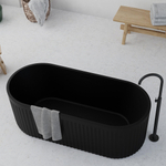 Ideavit Archtec Baignoire îlot 170x75x60cm - Rock Texture - avec trop-plein - bonde clic clac - pieds réglables - noir SW1220453
