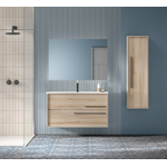 Saniclass Prime Essential Meuble de salle de bain - 100x55x46cm - 1 vasque rectangulaire blanc - 1 trou de robinet - 2 tiroirs - miroir rectangulaire - chêne clair SW925105