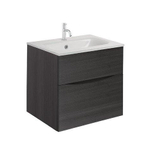 Crosswater Glide II Ensemble de meuble - 50x45x52cm - 2 tiroirs - sans poignées - Steelwood - 1 trou de robinet - lavabo blanc SW877007