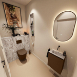 MONDIAZ TURE-DLUX Meuble toilette - 40cm - Rust - EDEN - vasque Glace - position centrale - sans trou de robinet SW1103492