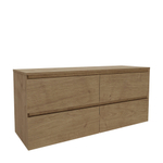 Saniclass Holz Pure Meuble de salle de bain - 140x45x60cm - plan de toilette - sans trous de robinet - 4 tiroirs - Chêne Natural SW1436797
