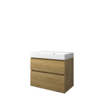 Proline loft ensemble de meubles de salle de bain 80x46x70cm meuble a symétrique idéal en chêne avec 1 trou pour robinet polystone blanc brillant SW350269