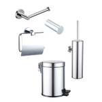 Fortifura Calvi Toiletset 5-delig - toiletrolhouder - reserverolhouder - toiletborstelhouder - handdoekhaak - pedaalemmer - chroom SW1443516