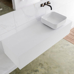 Mondiaz Lagom Meuble salle de bains 130x30.9x45cm Solid Surface Talc 1 tiroir avec lavabo BINX vasque à poser Droite sans trous de robinet SW409100