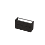INK Wastafelonderkast - 120x45x65cm - 2 lades - greeploos - met houten keerlijst - MFC - Houtskool eiken SW693273